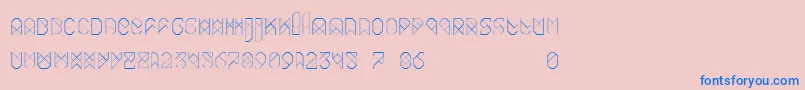 Biohack-Schriftart – Blaue Schriften auf rosa Hintergrund