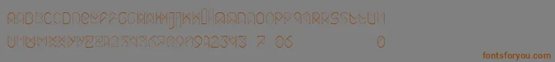 フォントBiohack – 茶色の文字が灰色の背景にあります。