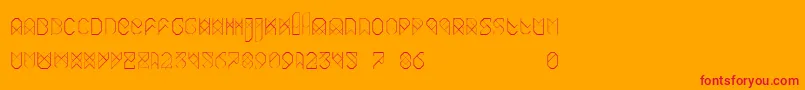 Biohack-Schriftart – Rote Schriften auf orangefarbenem Hintergrund