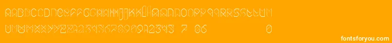 Fonte Biohack – fontes brancas em um fundo laranja