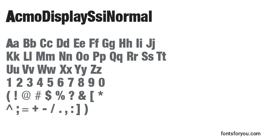 characters of acmodisplayssinormal font, letter of acmodisplayssinormal font, alphabet of  acmodisplayssinormal font