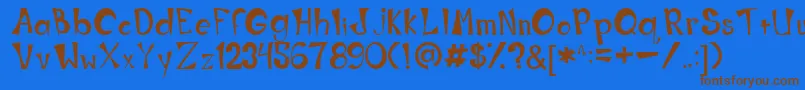 フォントWorkOrSpoon – 茶色の文字が青い背景にあります。