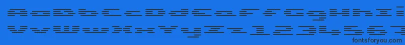 UpTinyLcdFourDecohLight Font – Black Fonts on Blue Background