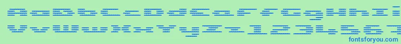 UpTinyLcdFourDecohLight Font – Blue Fonts on Green Background