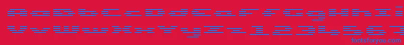 UpTinyLcdFourDecohLight Font – Blue Fonts on Red Background