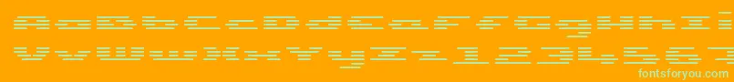 UpTinyLcdFourDecohLight-Schriftart – Grüne Schriften auf orangefarbenem Hintergrund