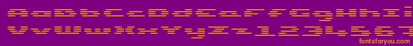 Fonte UpTinyLcdFourDecohLight – fontes laranjas em um fundo violeta