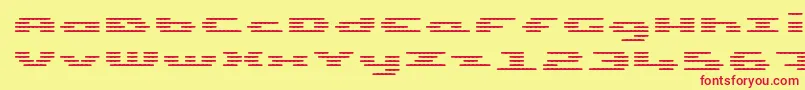 UpTinyLcdFourDecohLight-Schriftart – Rote Schriften auf gelbem Hintergrund