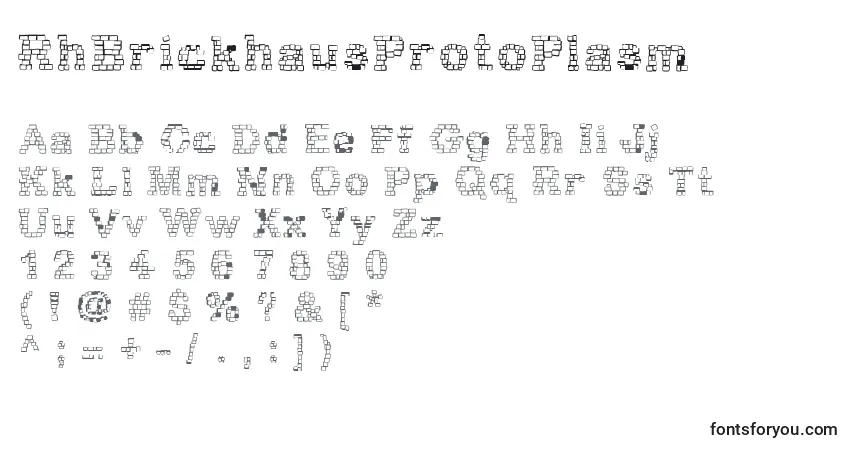 A fonte RhBrickhausProtoPlasm – alfabeto, números, caracteres especiais