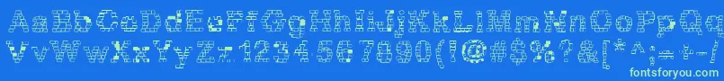 RhBrickhausProtoPlasm Font – Green Fonts on Blue Background