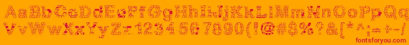 RhBrickhausProtoPlasm Font – Red Fonts on Orange Background