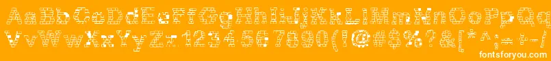 Czcionka RhBrickhausProtoPlasm – białe czcionki na pomarańczowym tle