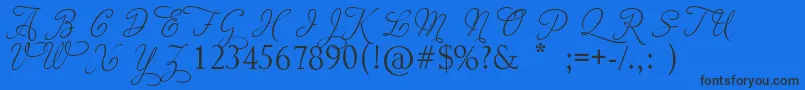 フォントAdiosScriptCapsIii – 黒い文字の青い背景