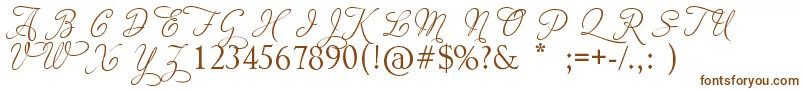 AdiosScriptCapsIii-fontti – ruskeat fontit valkoisella taustalla