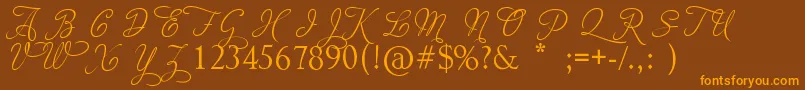 Шрифт AdiosScriptCapsIii – оранжевые шрифты на коричневом фоне
