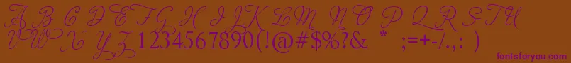 Шрифт AdiosScriptCapsIii – фиолетовые шрифты на коричневом фоне