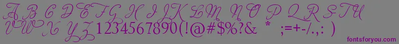 Шрифт AdiosScriptCapsIii – фиолетовые шрифты на сером фоне