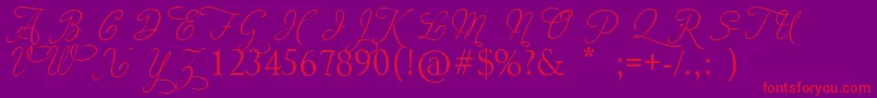 AdiosScriptCapsIii Font – Red Fonts on Purple Background