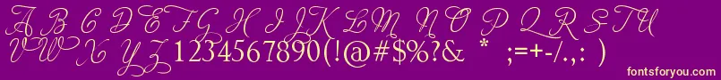 AdiosScriptCapsIii Font – Yellow Fonts on Purple Background