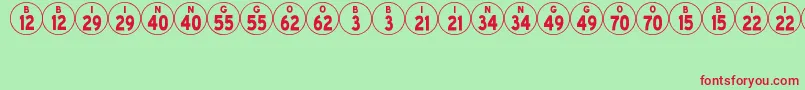 BingoJl-Schriftart – Rote Schriften auf grünem Hintergrund