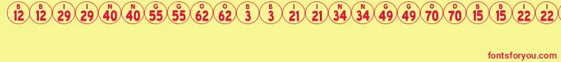 Fonte BingoJl – fontes vermelhas em um fundo amarelo