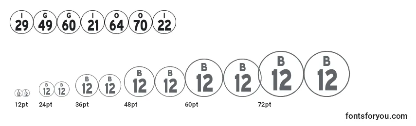 Размеры шрифта BingoJl