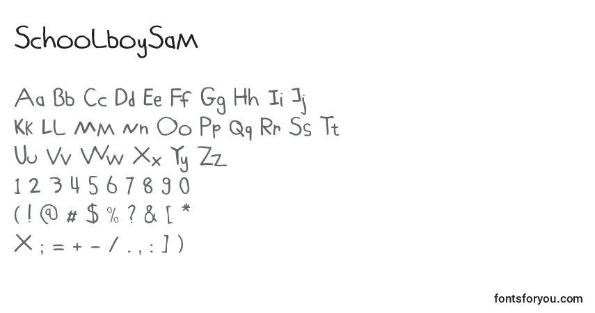 Fuente SchoolboySam - alfabeto, números, caracteres especiales