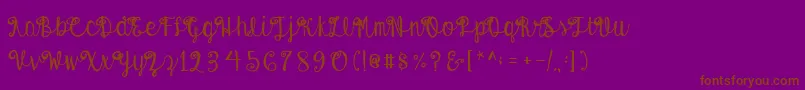 AustieBostEnvelopes-fontti – ruskeat fontit violetilla taustalla