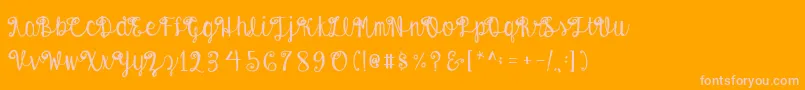 AustieBostEnvelopes-fontti – vaaleanpunaiset fontit oranssilla taustalla