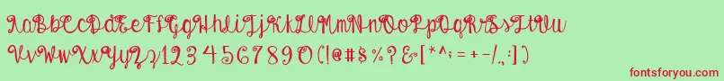 Шрифт AustieBostEnvelopes – красные шрифты на зелёном фоне