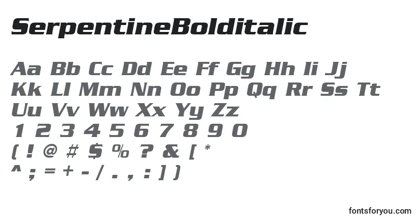 Шрифт SerpentineBolditalic – алфавит, цифры, специальные символы