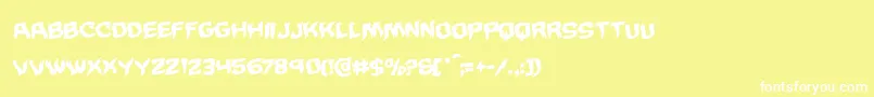フォントWickermanwarprotal – 黄色い背景に白い文字