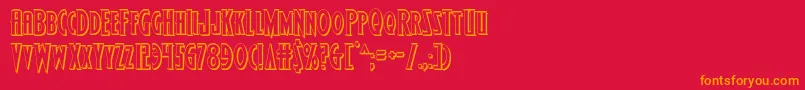 フォントWolfsbane23D – 赤い背景にオレンジの文字