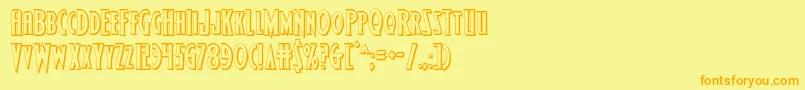 フォントWolfsbane23D – オレンジの文字が黄色の背景にあります。