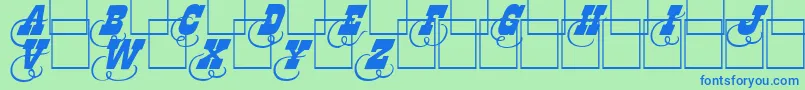Dodgeini Font – Blue Fonts on Green Background