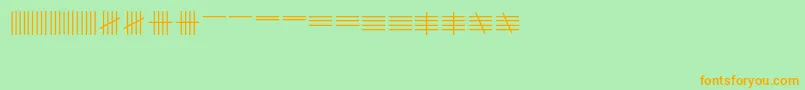 フォントTallymark – オレンジの文字が緑の背景にあります。