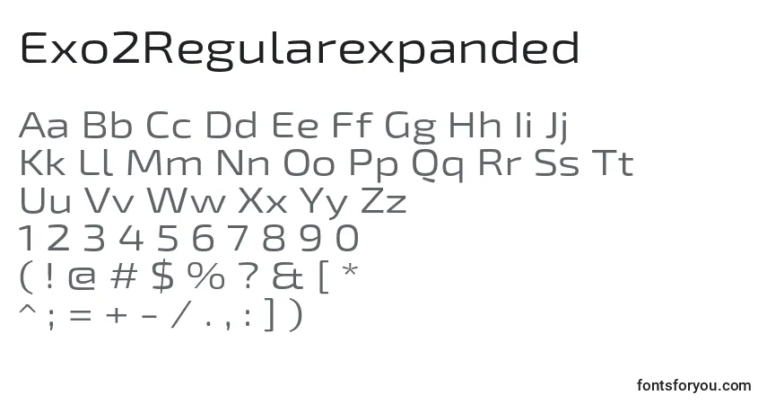 Шрифт Exo2Regularexpanded – алфавит, цифры, специальные символы