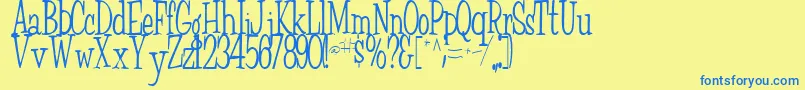 FairWeatherRegularTtstd-Schriftart – Blaue Schriften auf gelbem Hintergrund