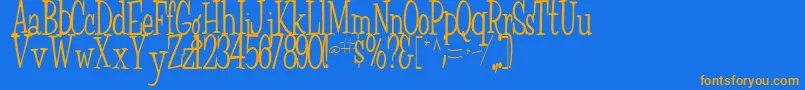 フォントFairWeatherRegularTtstd – オレンジ色の文字が青い背景にあります。