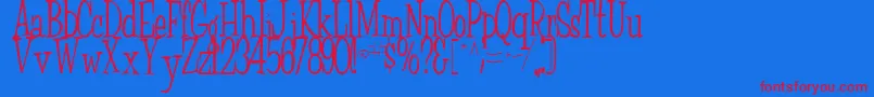 FairWeatherRegularTtstd-Schriftart – Rote Schriften auf blauem Hintergrund
