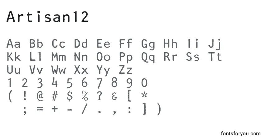 Czcionka Artisan12 – alfabet, cyfry, specjalne znaki