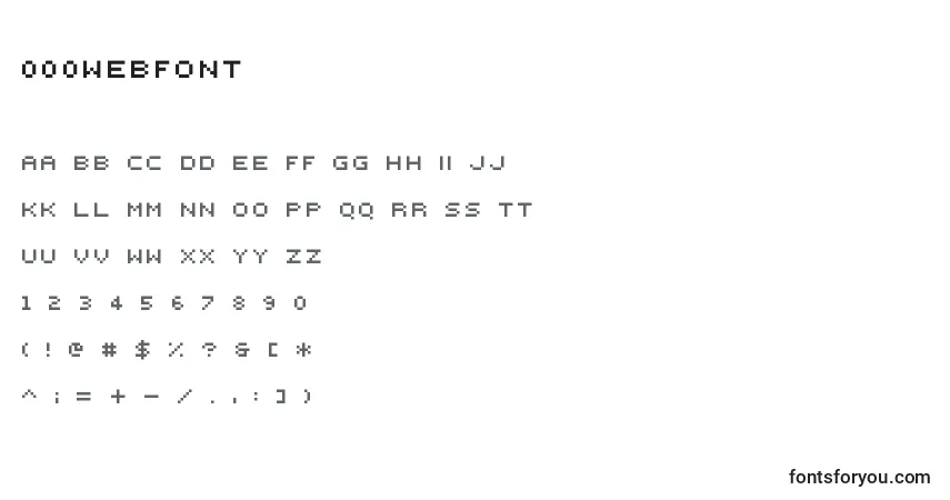 Czcionka 000webfont – alfabet, cyfry, specjalne znaki