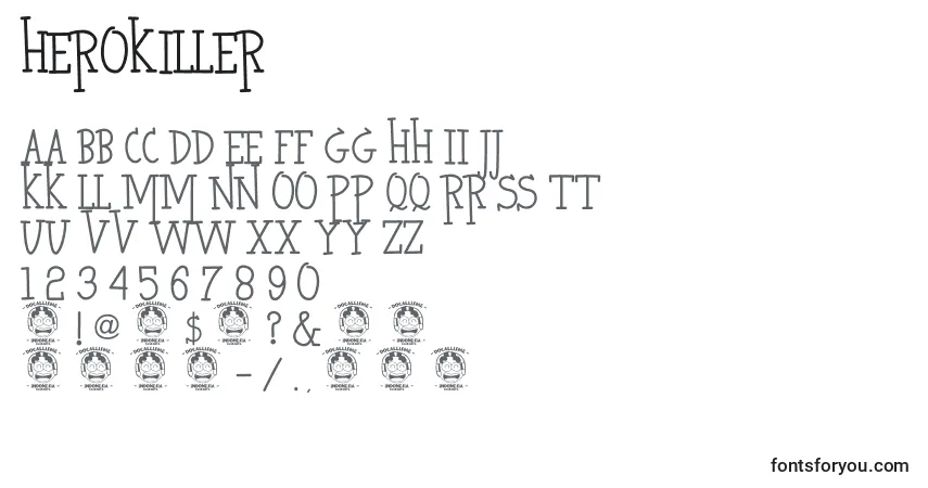 Schriftart HeroKiller – Alphabet, Zahlen, spezielle Symbole