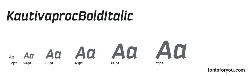 Размеры шрифта KautivaprocBoldItalic