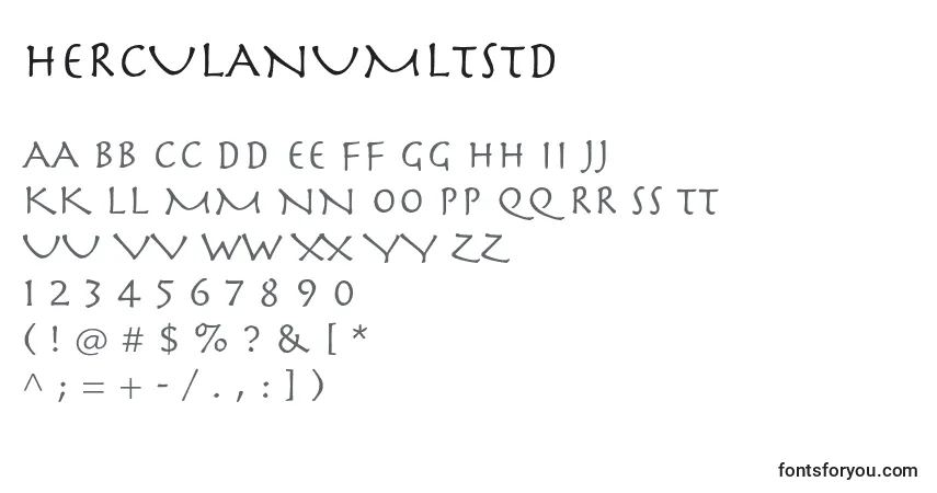 Шрифт Herculanumltstd – алфавит, цифры, специальные символы