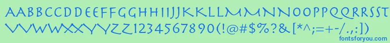 フォントHerculanumltstd – 青い文字は緑の背景です。