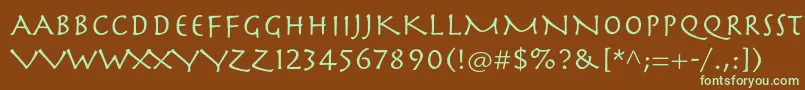 Herculanumltstd-fontti – vihreät fontit ruskealla taustalla
