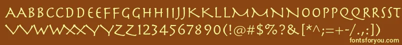 Herculanumltstd-fontti – keltaiset fontit ruskealla taustalla