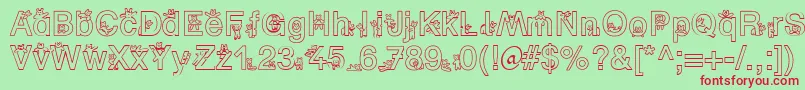 SpBearDb Font – Red Fonts on Green Background