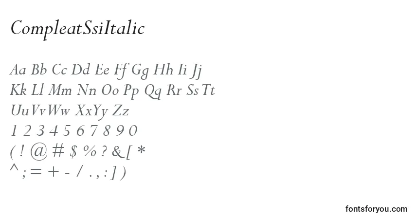 A fonte CompleatSsiItalic – alfabeto, números, caracteres especiais